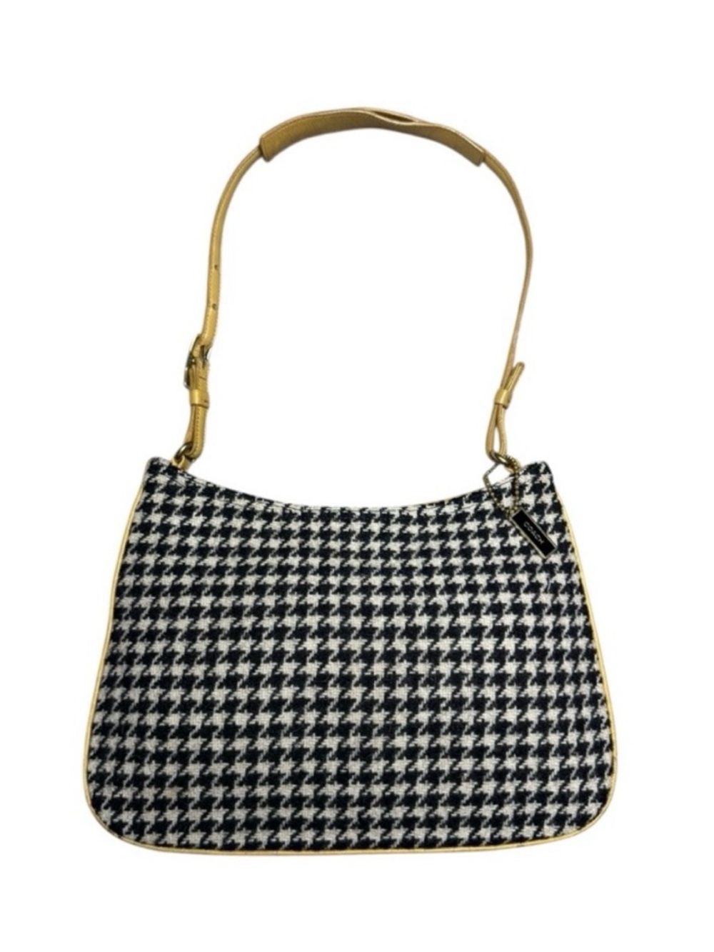 Coach 2001 Houndstooth Girlie Shoulder Bag Wool & Leather Y2K Style 8161